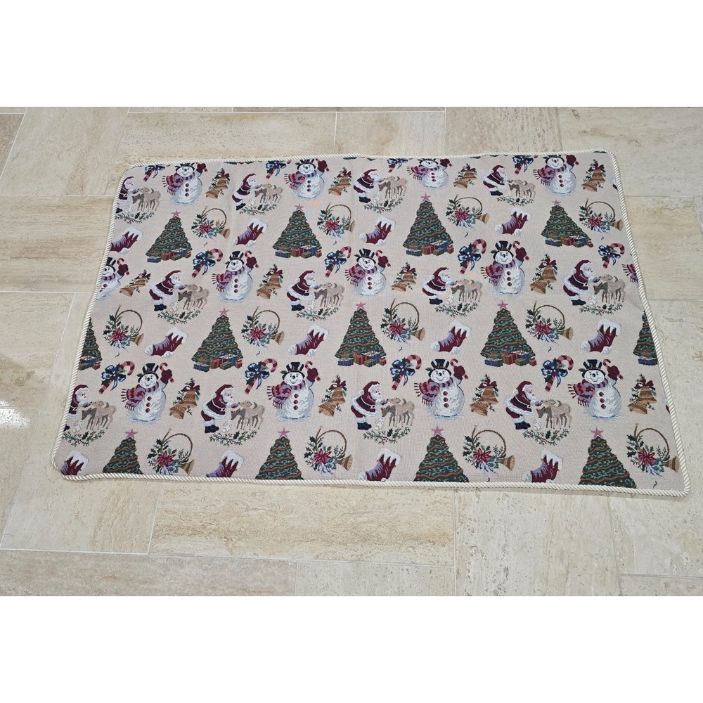 70s Vintage Hygge Quality Tree Skirt Warm Christmas Pattern Snowman Needle Craft